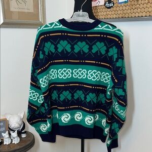 Navy & Green Celtic Pattern Knit Sweater